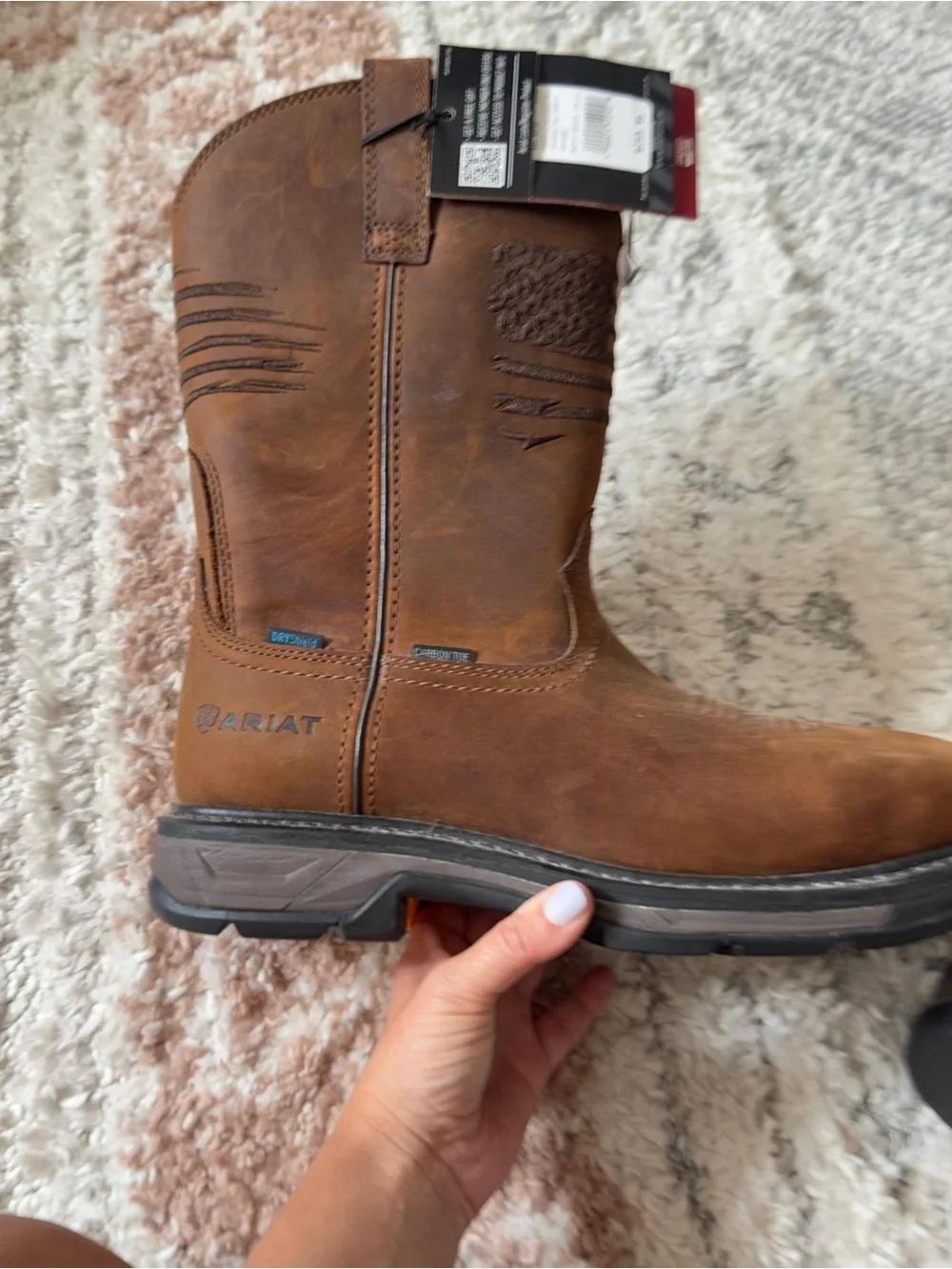 NWT - Ariat Men’s Brown Pull-On Work Boot with Carbon Toe
